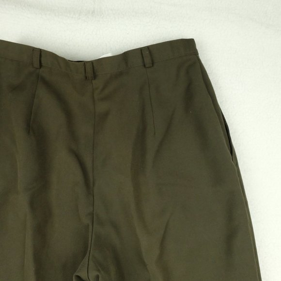 Vintage Womens Trousers 10 Olive Green Pants High Rise Cropped Pockets 70s 80s - Picture 6 of 11